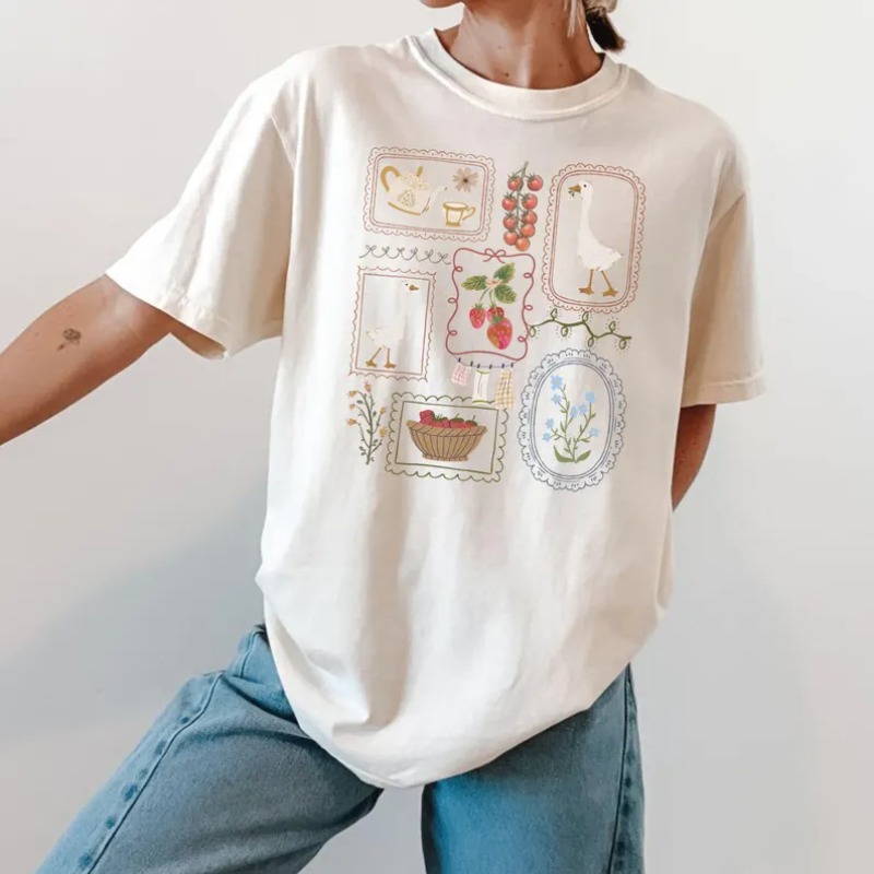 Junior Gardening Tools - T-shirt imprimé style campagnard pour femme,