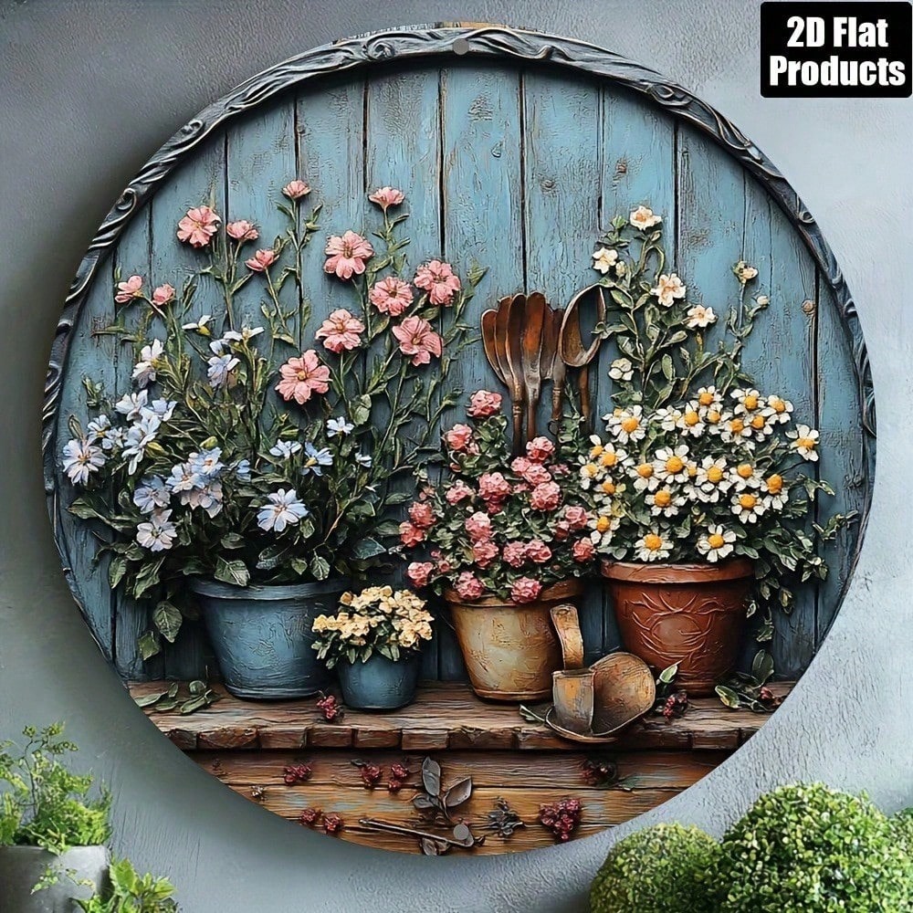 Décoration murale vintage rond - Gardening Tools Vintage avis et prix