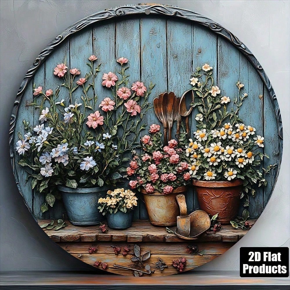 Décoration murale vintage rond - Gardening Tools Vintage avis et prix